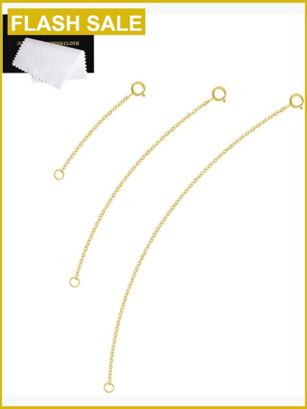 3 Piece Sterling Silver Necklace Extender Set 2,4,6 Inches